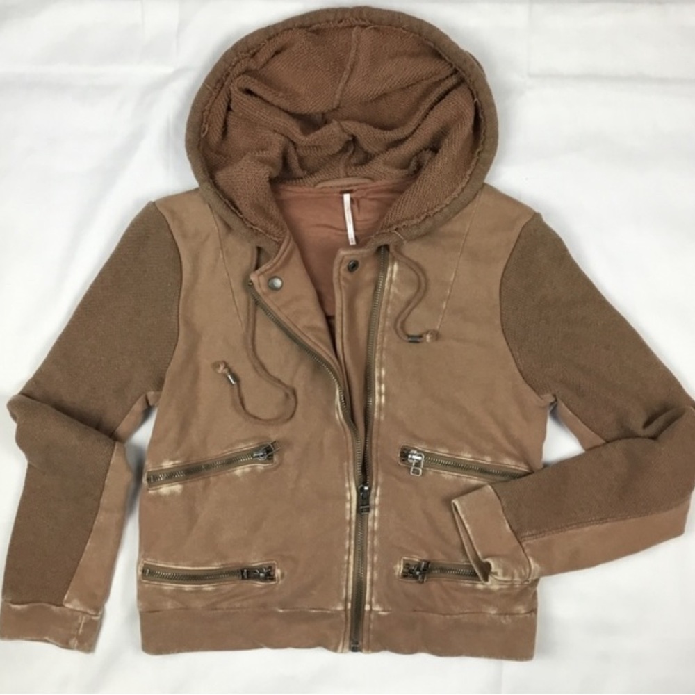 Free People brown and bleach look Hoodie Zip-up